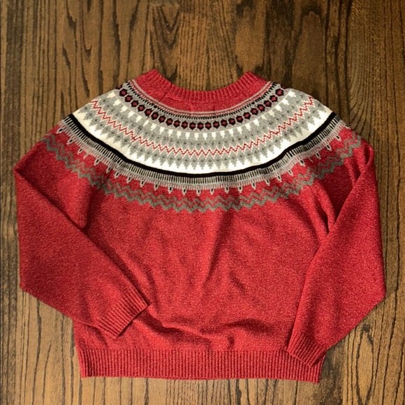 Vintage Red and Gray Women's Sweater - Picture 4 of 4